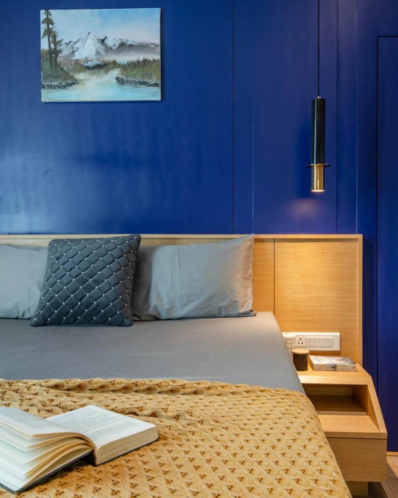 17. Blue Wainscoting and Crystal Light Luxury