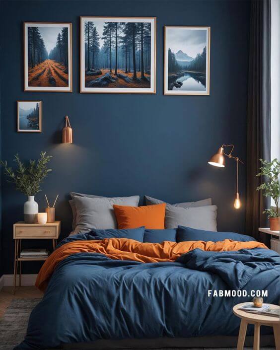 18. Moody Blue Meets Earthy Orange for a Cozy Fusion