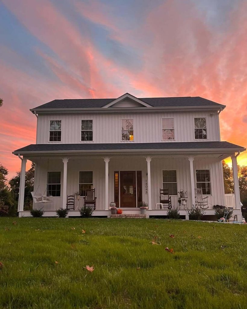 19. Sunset Silhouette with a Porch Made for Rocking