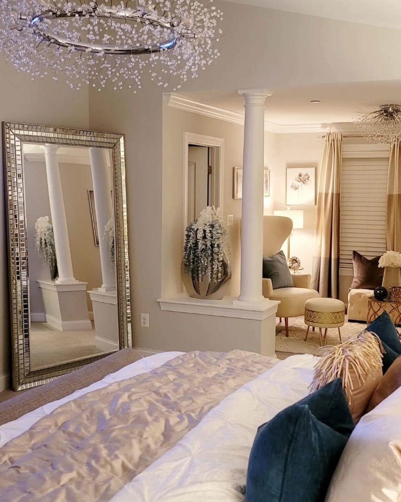 2. Add Glamour with a Mirrored Frame Statement Piece