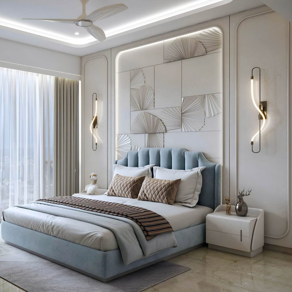 2. Floral Meets Coastal in This Cheerful Blue Bedroom