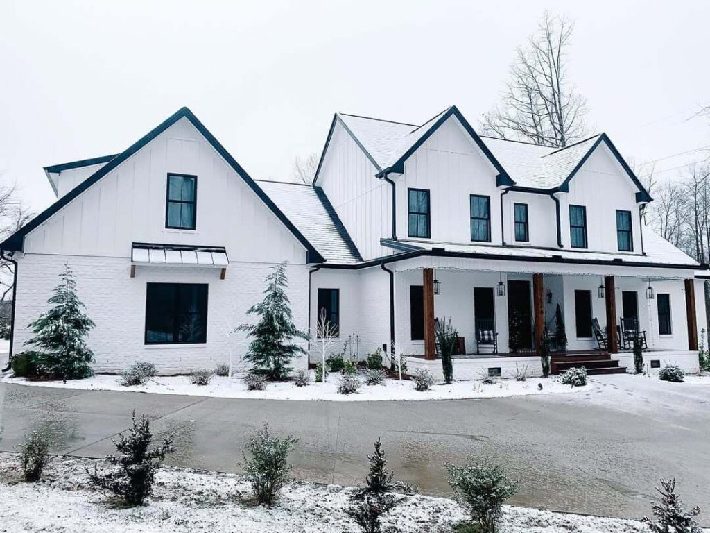 2. Cozy Winter Elegance with Warm Wood Accents