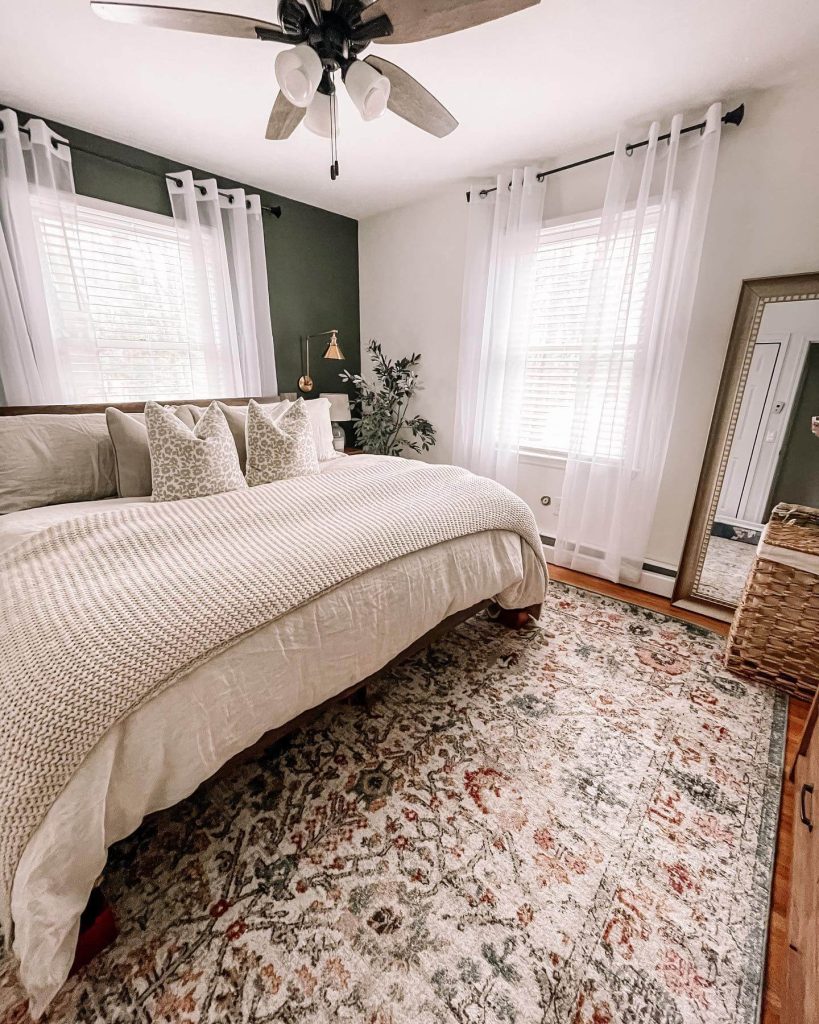 21. Earthy Greens & Cozy Textures for Modern Farmhouse Comfort