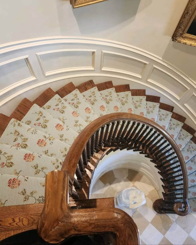 21. Vintage Quilted Charm on a Grand Entry Staircase