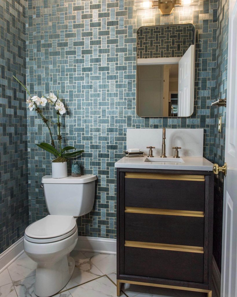22. Textured Tile Elegance in Cool Tones