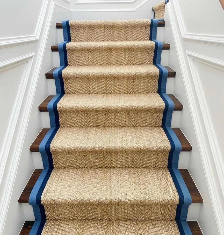 3. Coastal Texture with Blue-Trimmed Sisal
