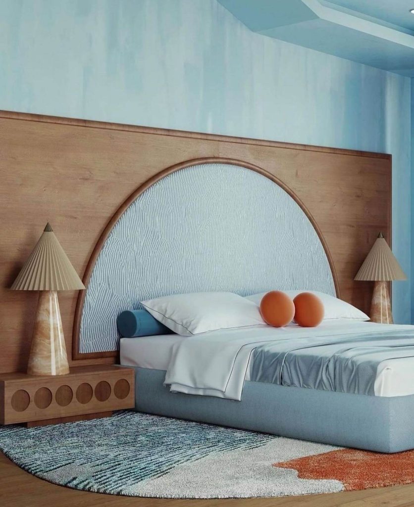 31. Retro Accents with Rich Blue Tones