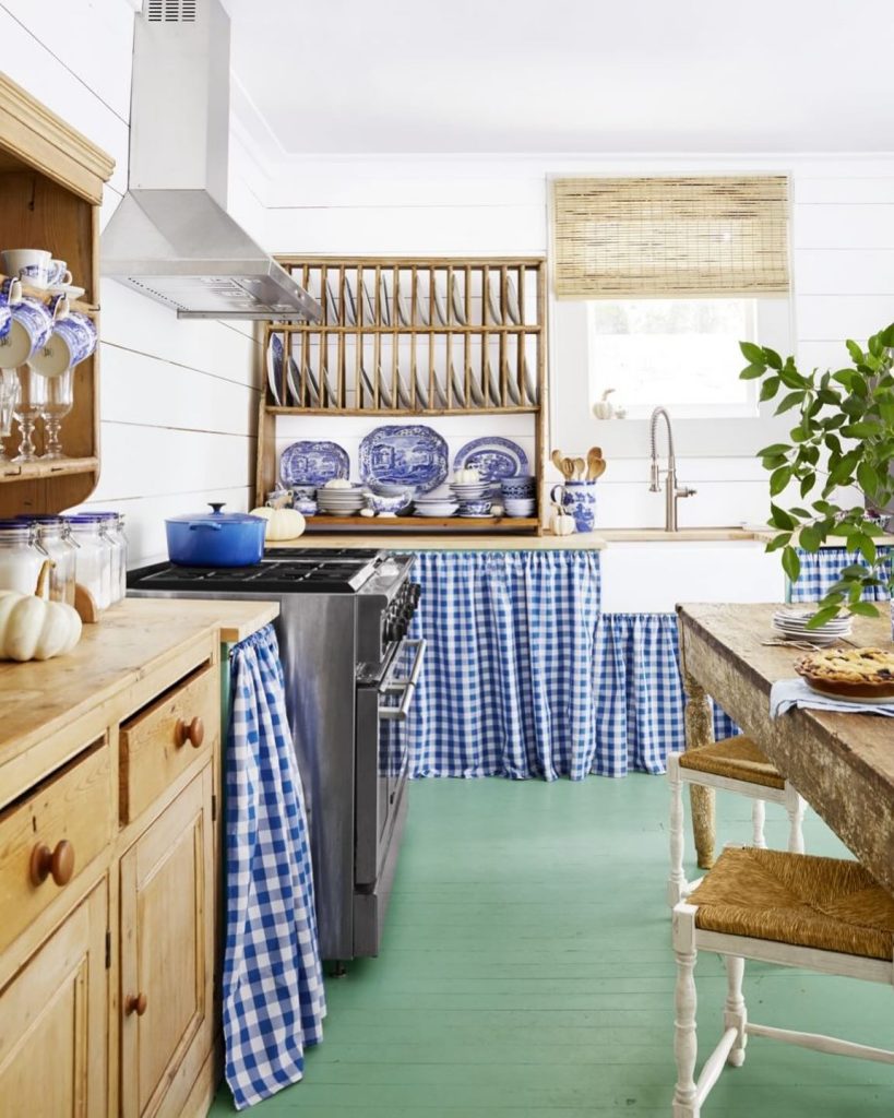 5. Go Cottagecore with Gingham and Painted Floors