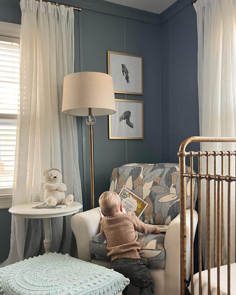 5. Mid-Century Modern in Moody Navy