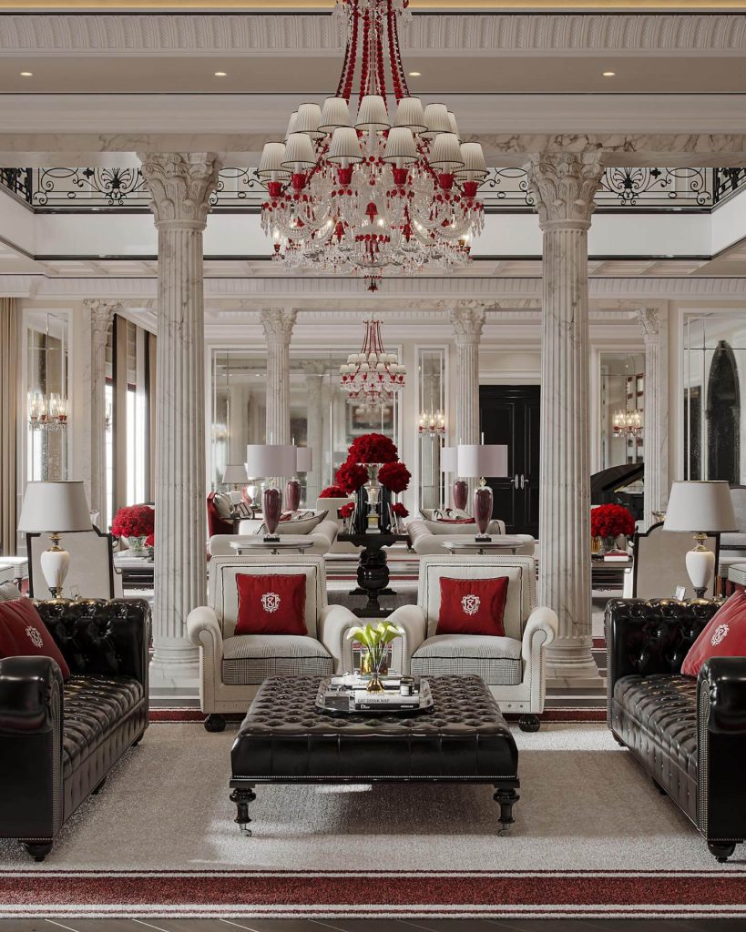 6. Classic Grandeur With Regal Red Accents