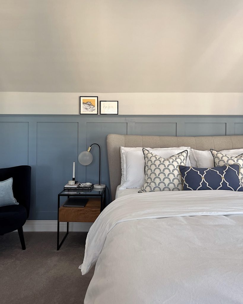 7. Smart Storage in a Muted Blue Kids’ Room
