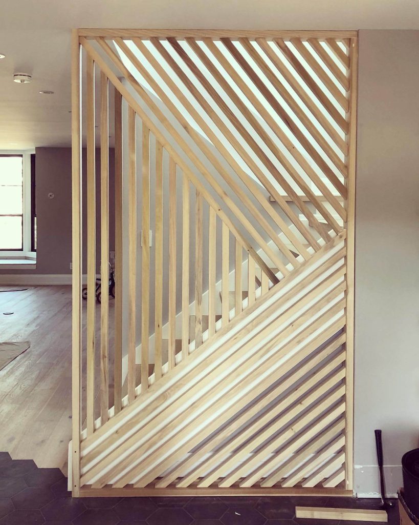 7. Install a Slatted Wood Partition for an Architectural Edge