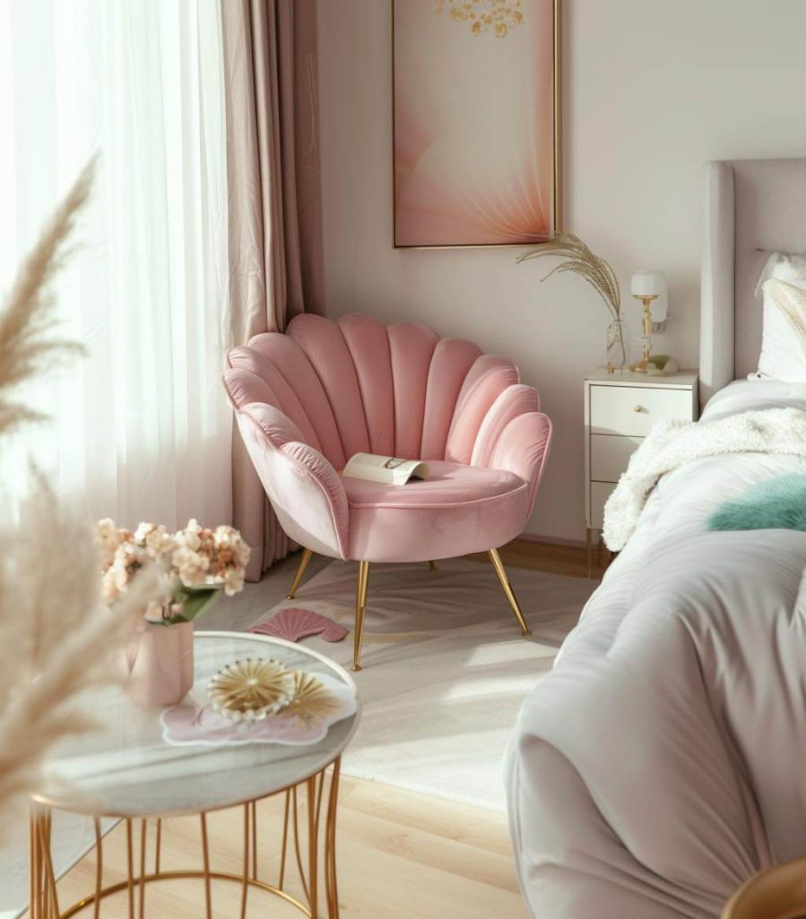 8. Petal-Inspired Lounge Chair for Feminine Bedrooms