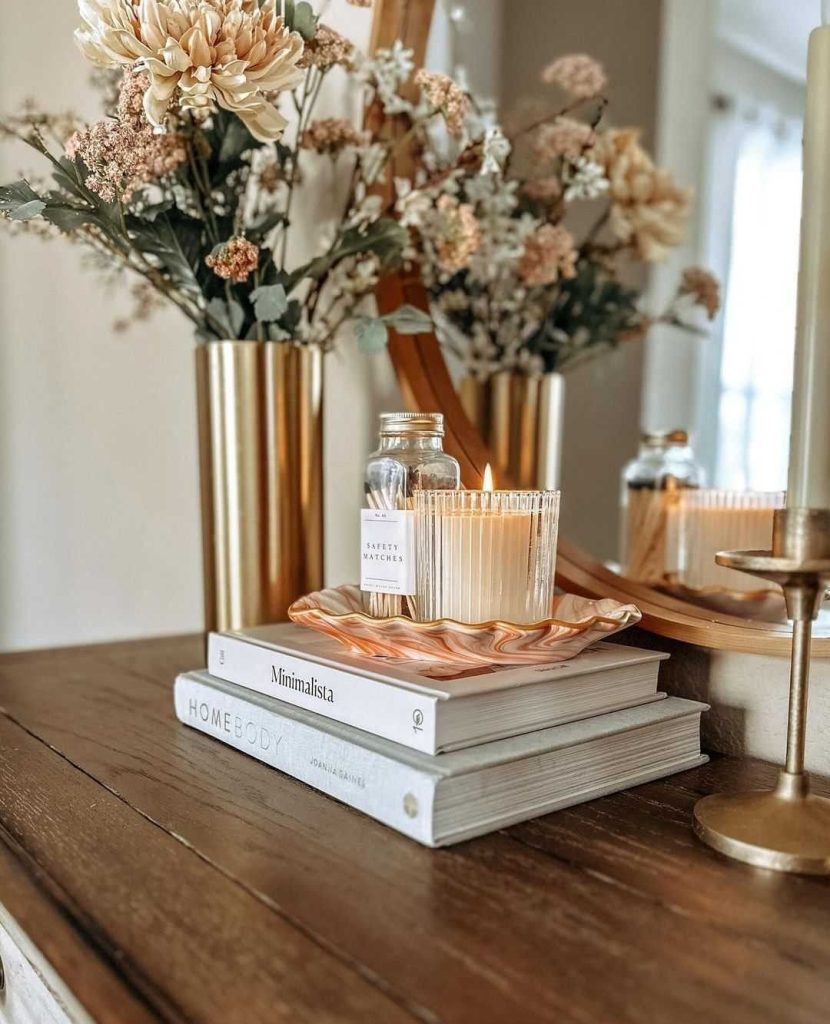 8. Style a Vignette with Candles and Dried Florals
