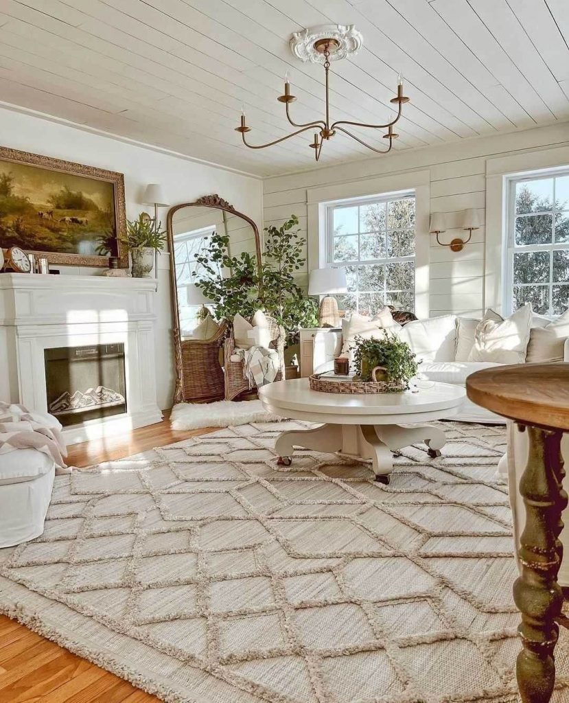 20. Anchor a Farmhouse Living Room with Rustic Wall Art