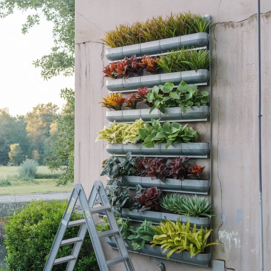 1. Gutter Garden Wall for Colorful Foliage