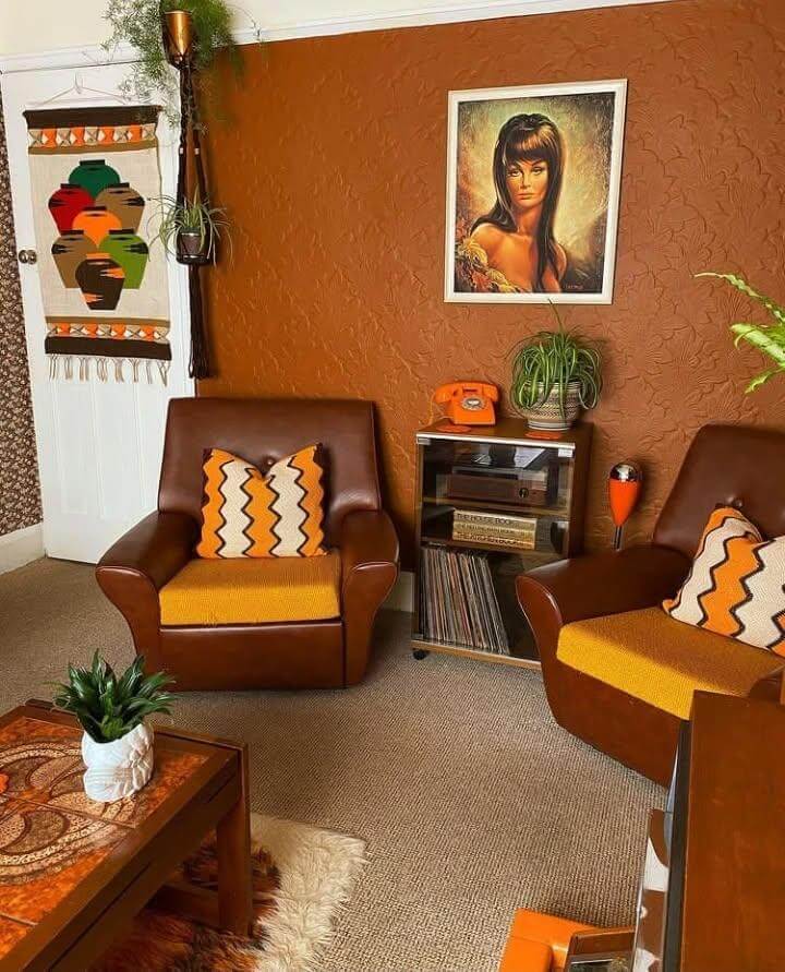 11. Bold ‘70s Revival with Burnt Orange Accents
