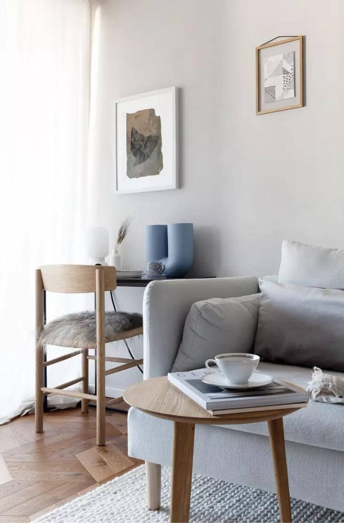 11. Japandi Interior Ideas Soft Blue Accents Corner