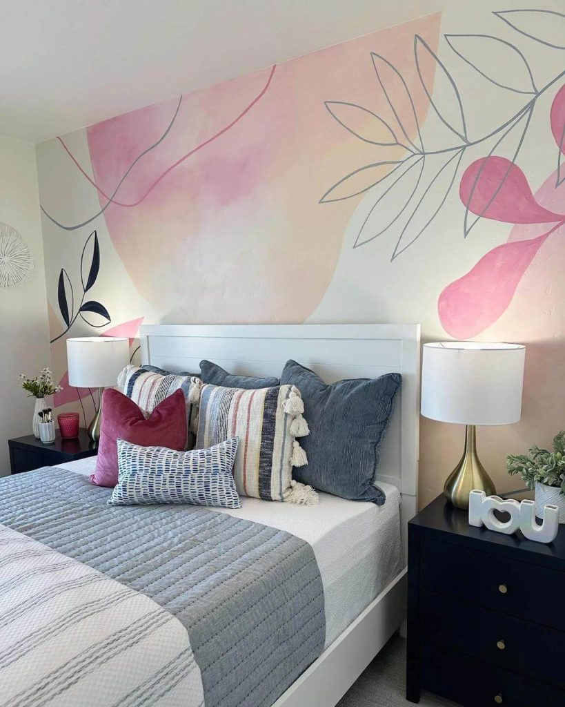 11. Soft Abstract Florals for a Serene Bedroom