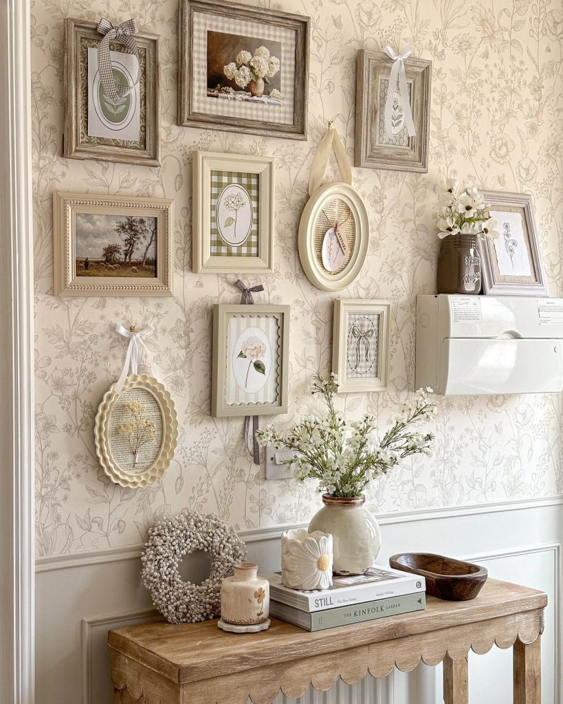 12. Soft Neutrals and Gingham in a Cottagecore Display