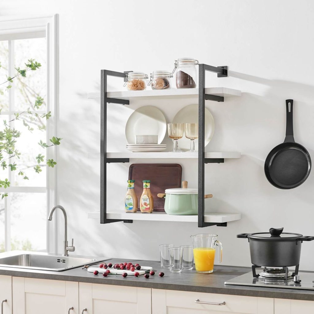 13. Industrial Frame Shelves for Small Kitchens