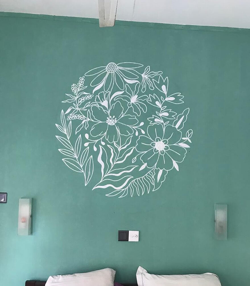 13. Monochrome Florals on a Colored Background