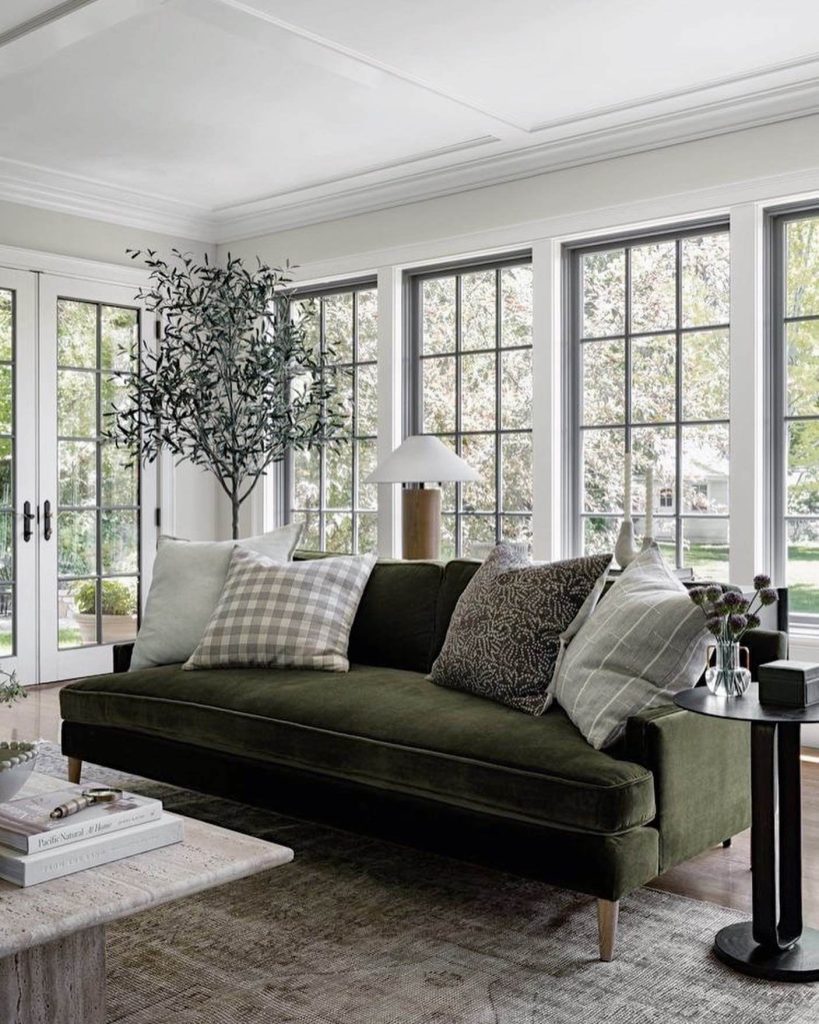 13. Sleek Green Velvet and a Modern Mid-Century Refresh