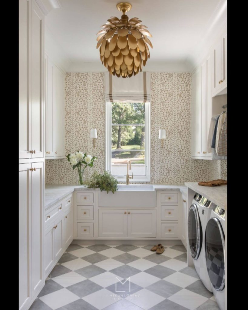 14. Chandelier Chic Meets Laundry Practicality