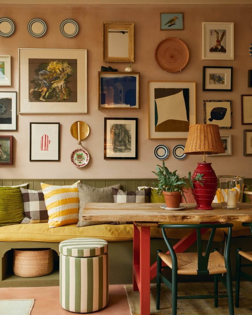 14. Warm and Whimsical Dining Nook Gallery Wall