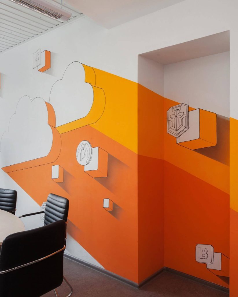 14. Modern Office Walls with Gradient & Dimension