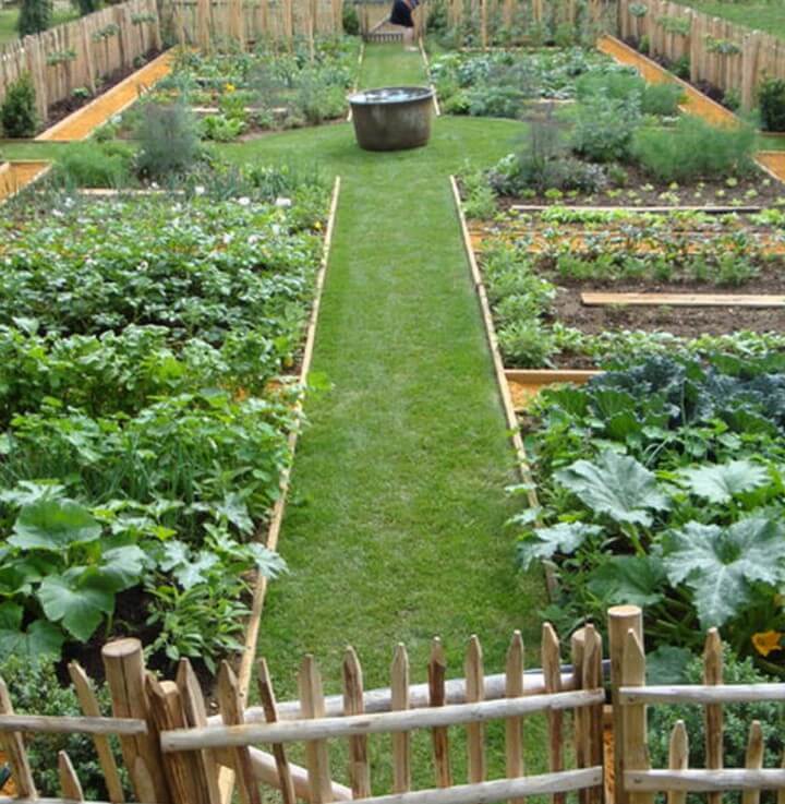Efficient Rectangular Garden with Central Lawn Path
