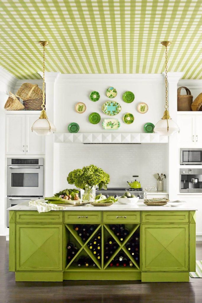 15. Vibrant Greenery with Playful Plates