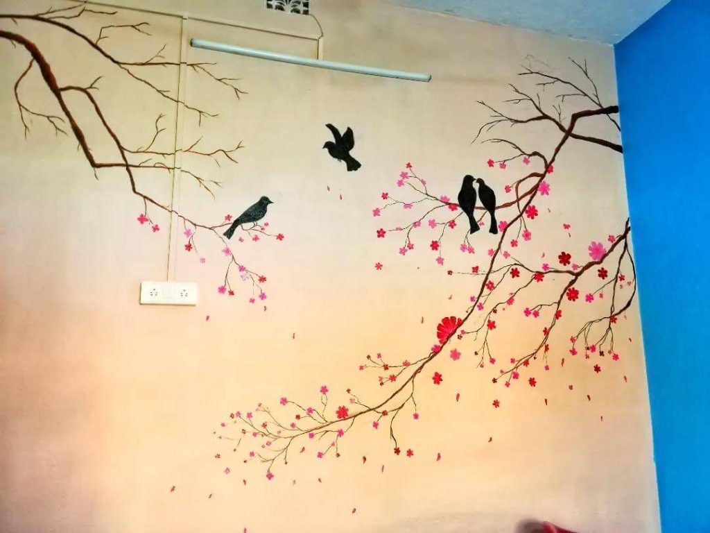 16. Romantic Cherry Blossoms with Silhouetted Birds