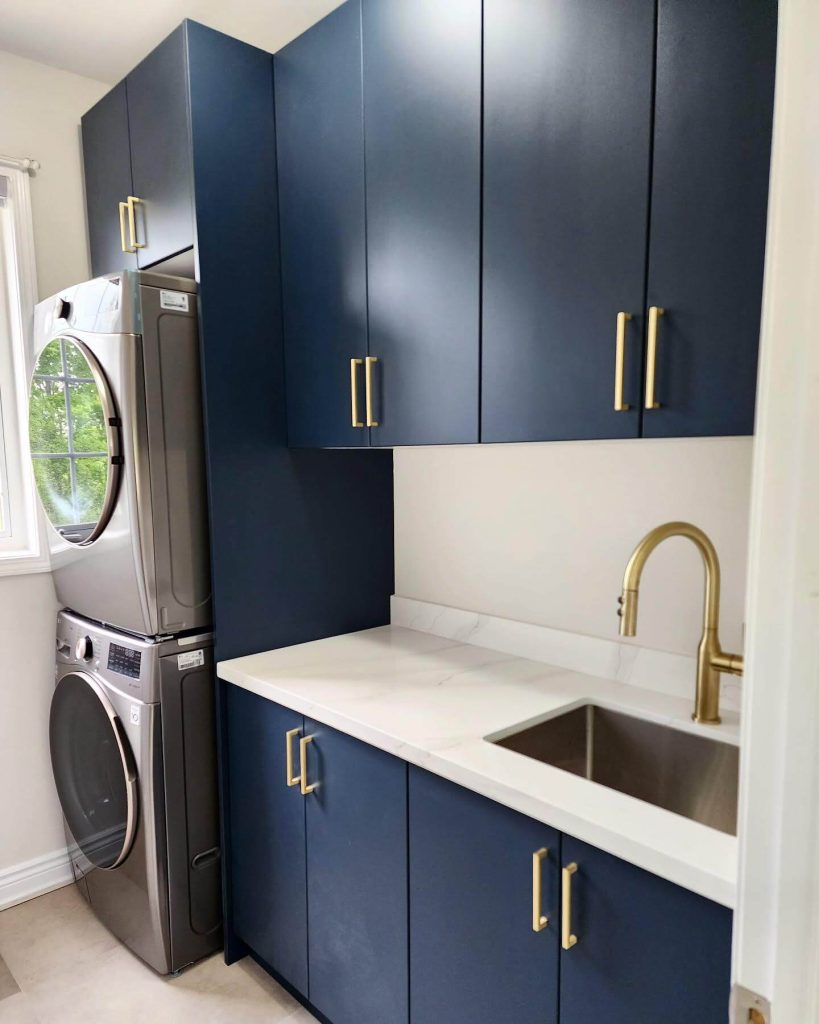 17. Bold and Modern in Navy and Brass