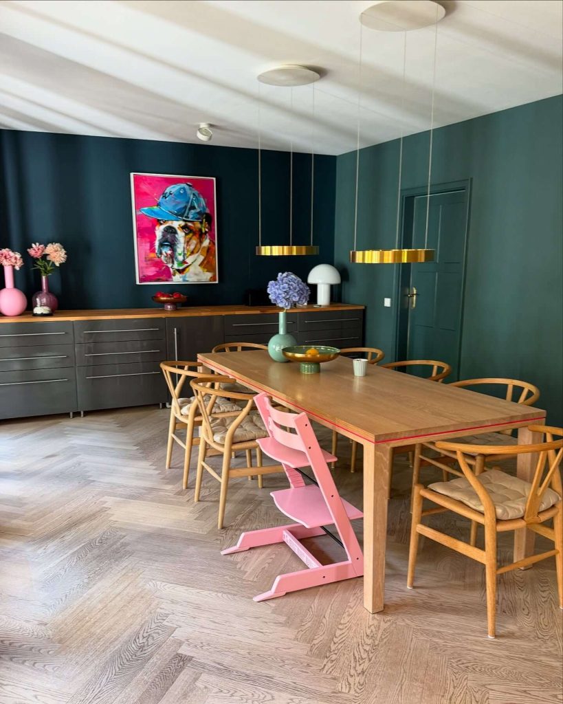 17. Dark Teal for a Dramatic Dining Room
