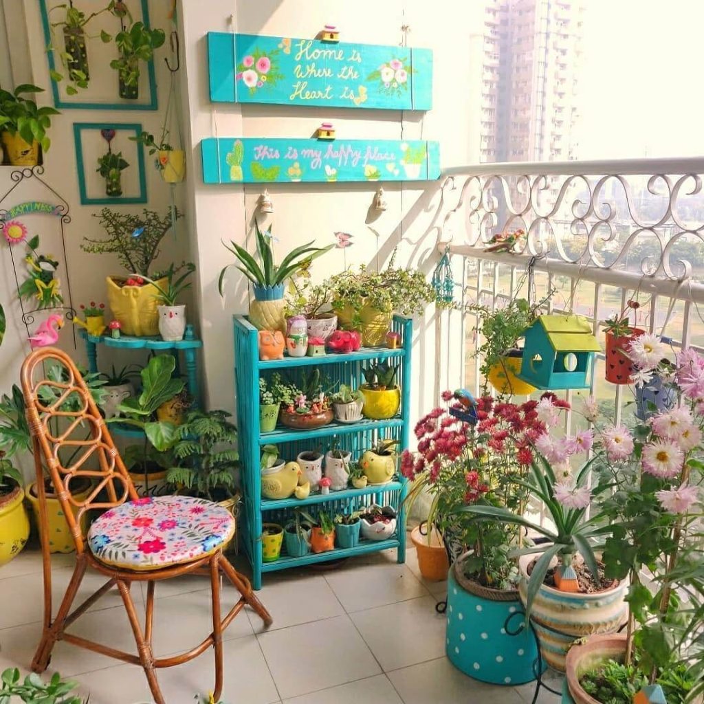 19. Playful and Colorful Garden Balcony
