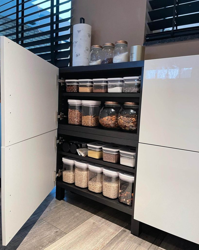 2. Modern Minimalism with Clear, Airtight Containers