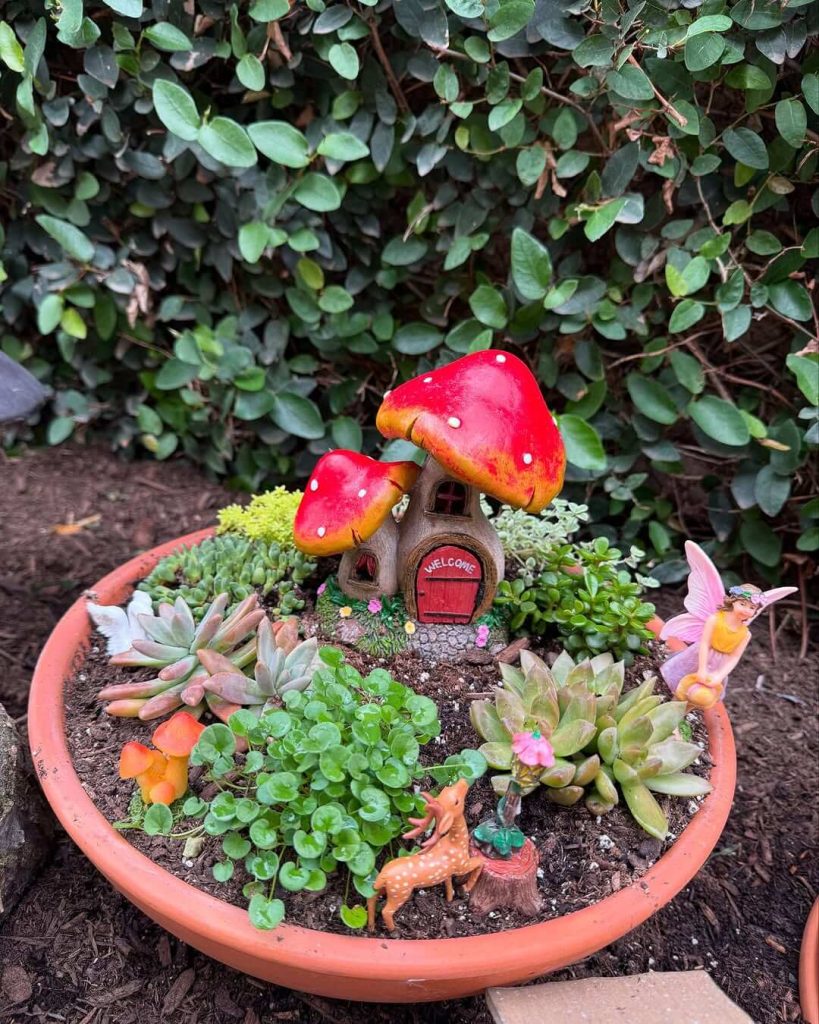 2. Mushroom House Fantasy in a Clay Pot