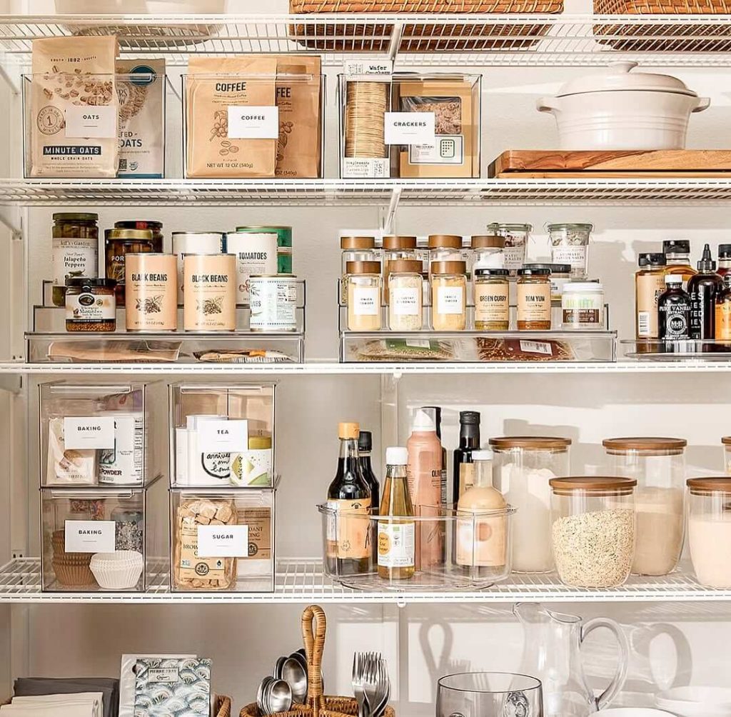 2. Maximize Space with Tiered Shelves and Stackable Bins
