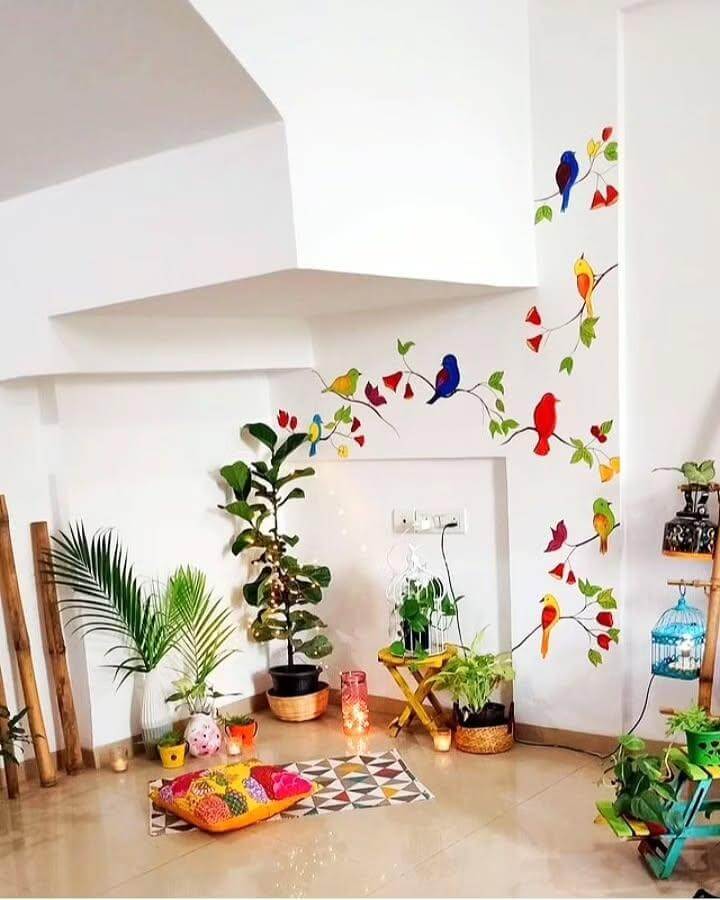 2. Bring Nature Indoors with a Bird-Inspired Wall Mural