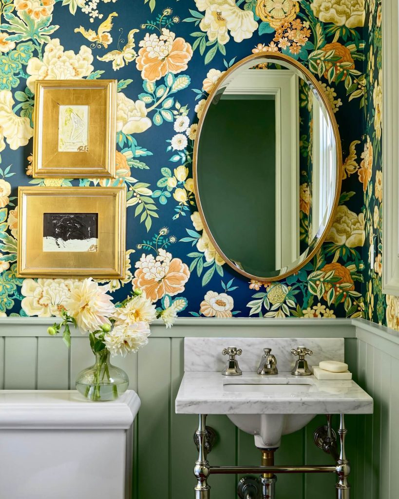 20. Garden Glamour: Vintage Florals on a Dramatic Backdrop