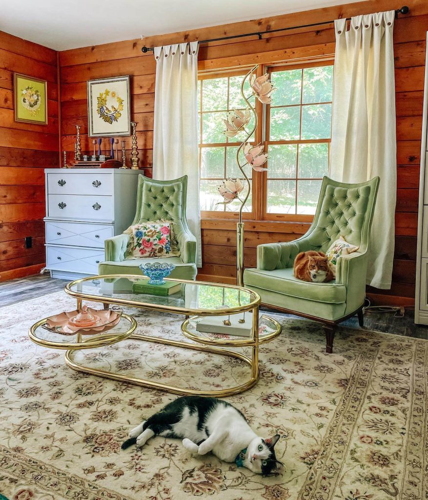 20. Rustic Glamour with Mid-Century Elegance