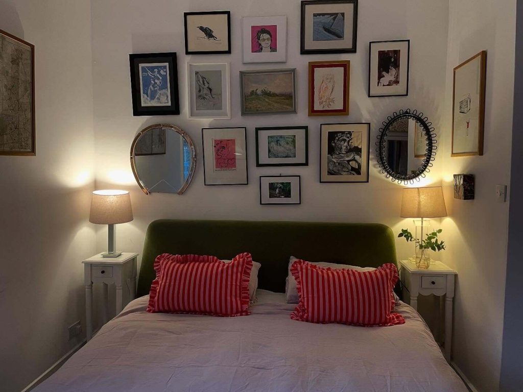 22. Bedroom Gallery Wall: Intimate, Artful, and Relaxed