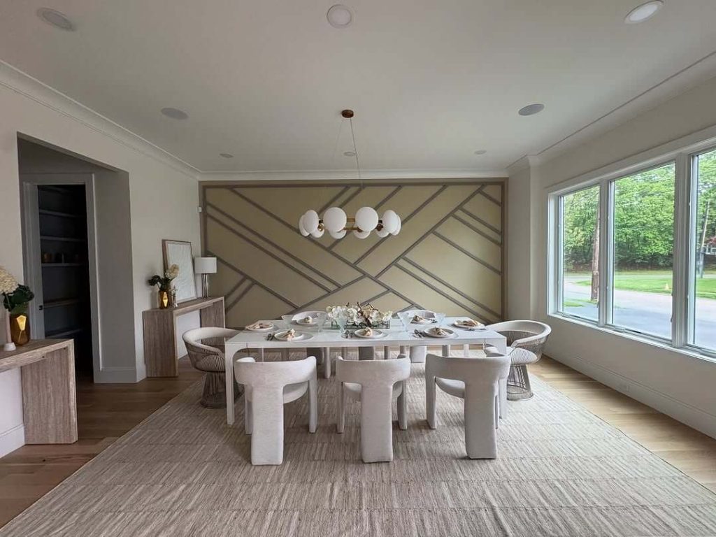 24. Asymmetrical Paneling for Artistic Dining Room Flair