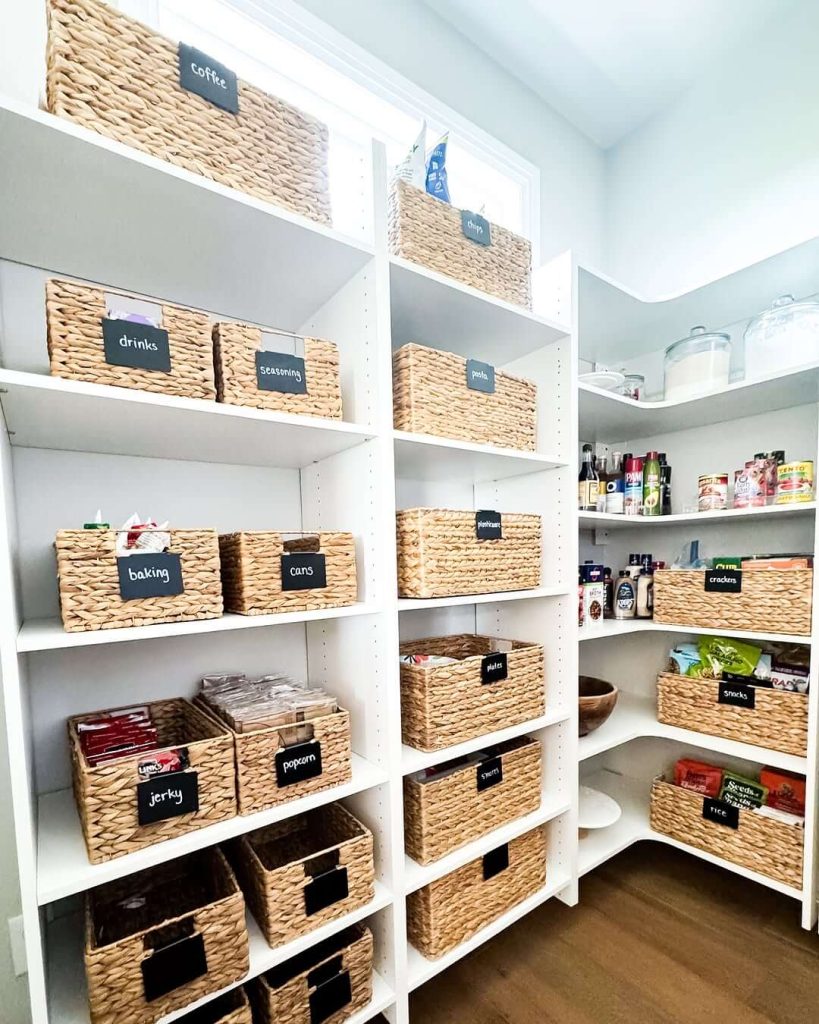 24. Utilize High Ceilings with Labeled Vertical Storage