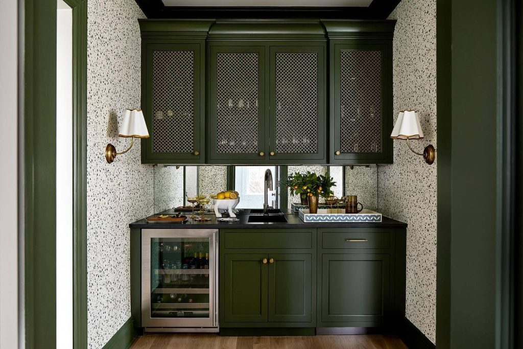 24. Deep Green Drama with Vintage-Inspired Details