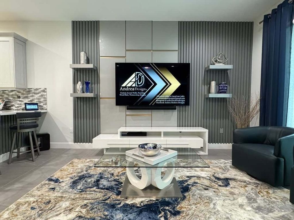 25. Mixed Texture Paneling for a Striking Media Wall