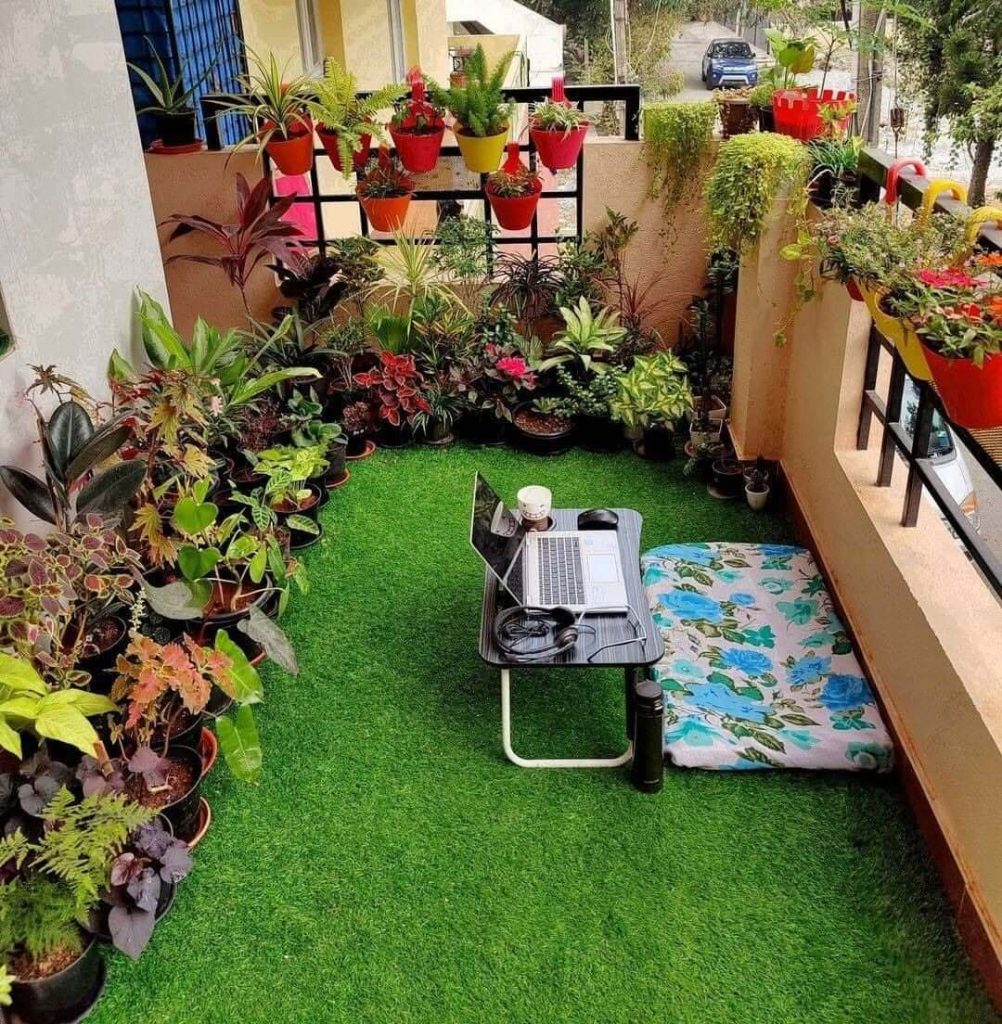 25. Work-from-Balcony Setup for Green Productivity