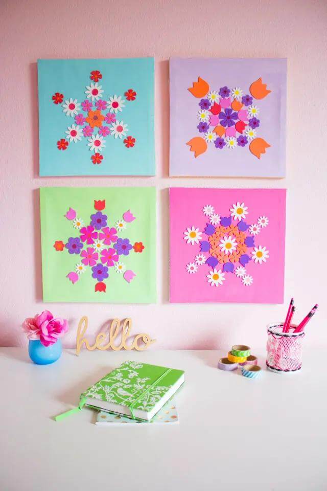 diy home decor ideas colorful floral wall crafts