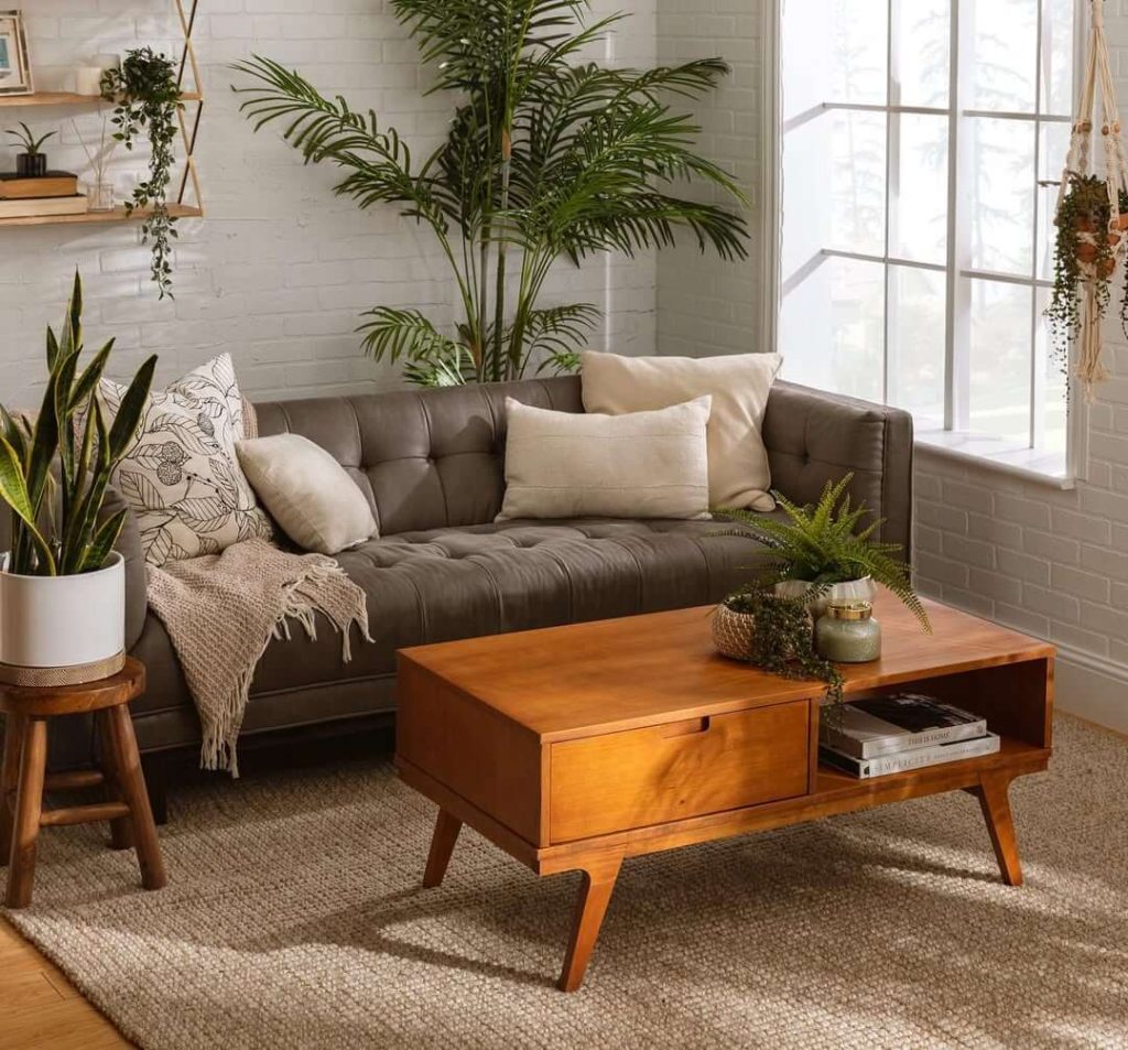 3. Keep It Earthy with Natural Textures and Mid-Century Touches